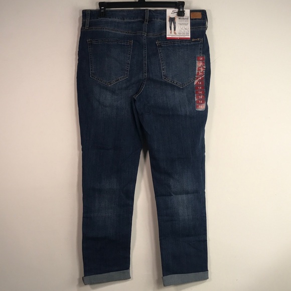 Seven7 Weekend Slim Fit Distressed Jean, Size 14 - Dark Blue Women's - Picture 2 of 9